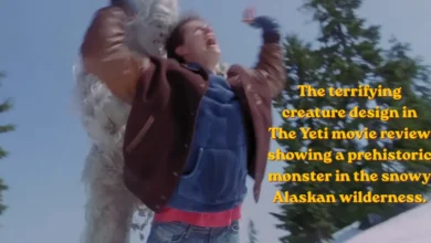 The Yeti Movie Review: A Chilling Alaskan Survival Horror 11 The terrifying creature design in The Yeti movie review showing a prehistoric monster in the snowy Alaskan wilderness.